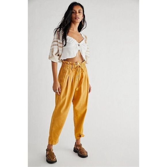 Free People High Rise Margate Pleated Trouser Pants Size M - Picture 3 of 14